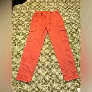 CHICO’S Fly Front Casual Straight Leg SIZE 6R
 Ankle Pant, Desert Coral